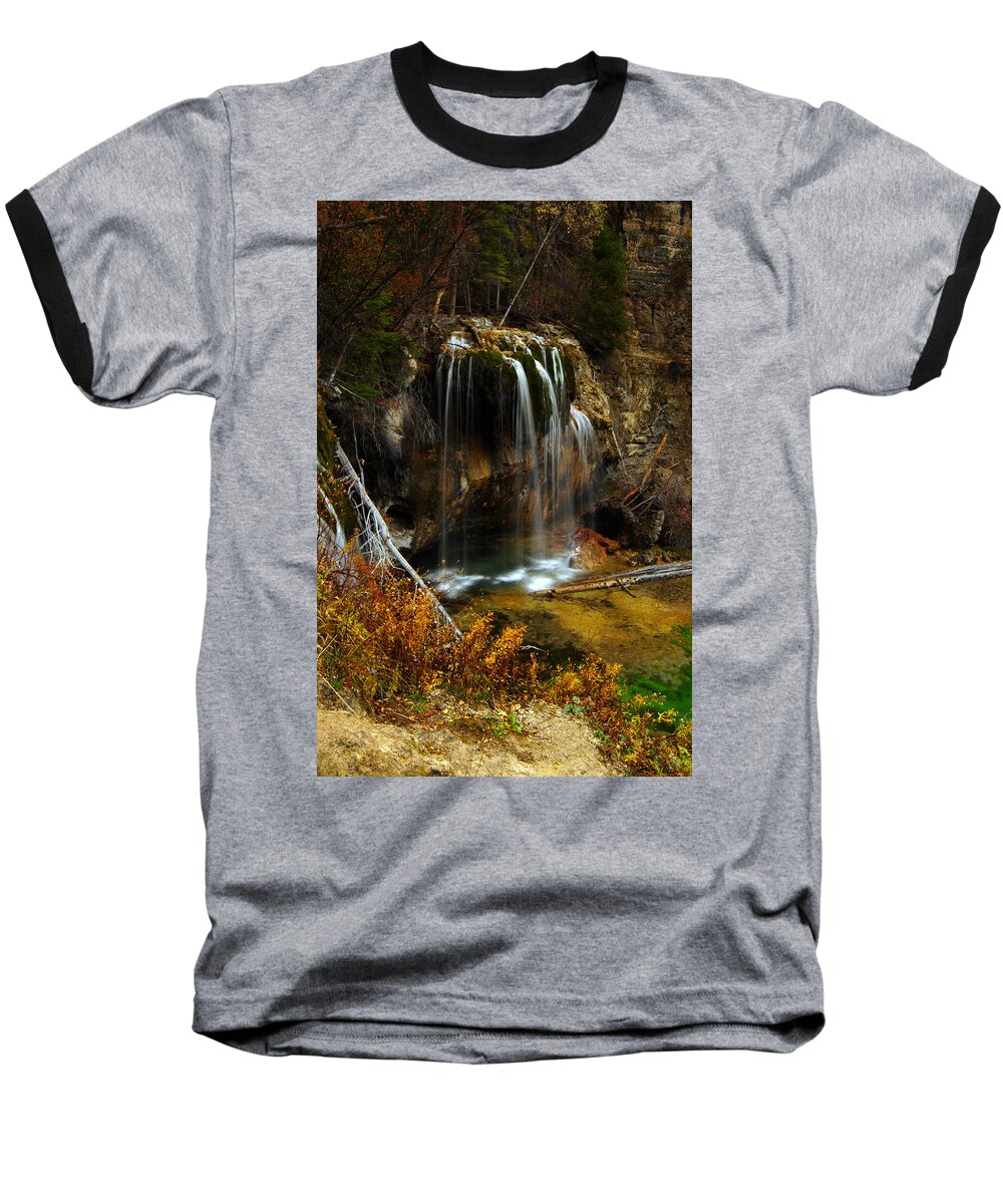 Colorado Baseball T-Shirt featuring the photograph Falls at Hanging Lake Vertical by Jeremy Rhoades