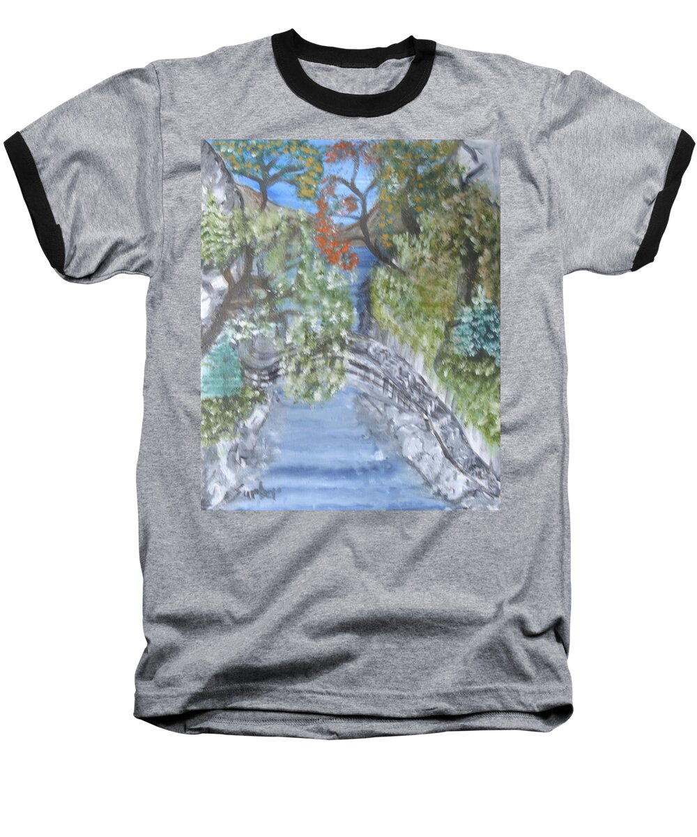 Trees Baseball T-Shirt featuring the painting Far Off Place by Suzanne Surber