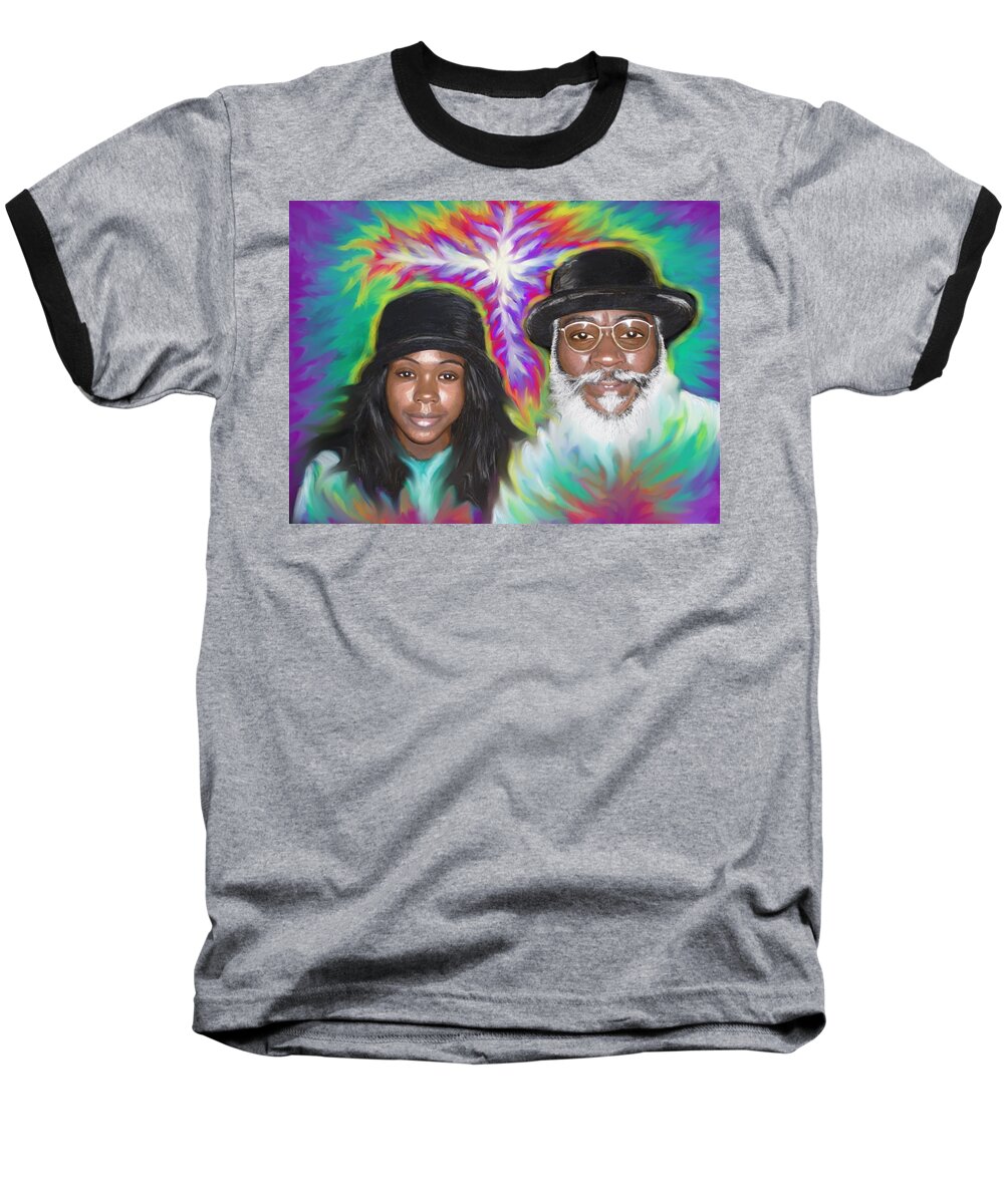 Ministry Baseball T-Shirt featuring the painting Father and Daughter Spirit Ministry by Hidden Mountain