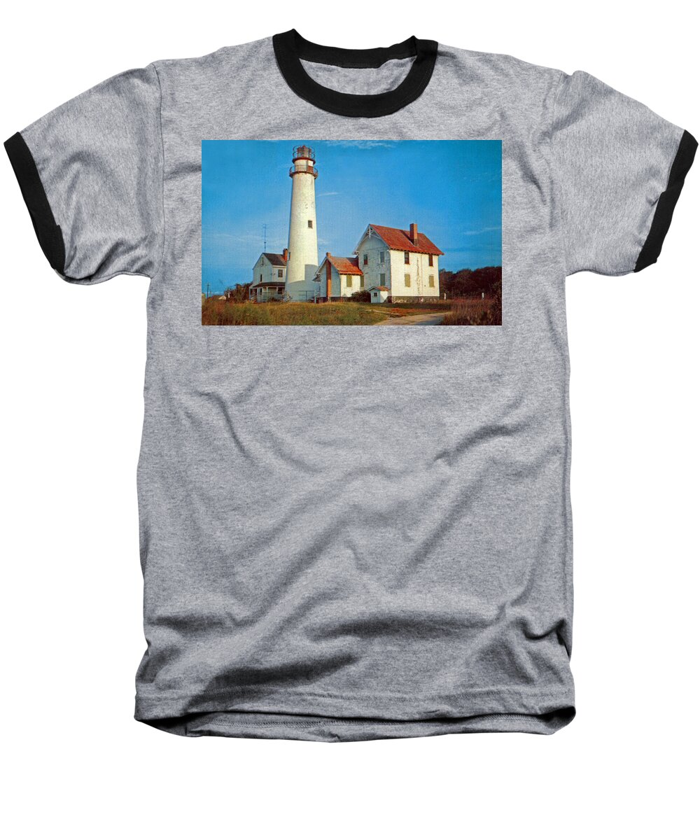 Delaware Baseball T-Shirt featuring the photograph Fenwick Island Lighthouse 1950 by Skip Willits