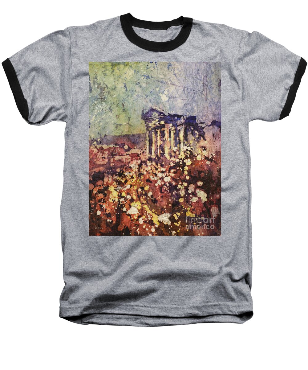  Baseball T-Shirt featuring the painting Fields of Flower- And Roman Temple by Ryan Fox