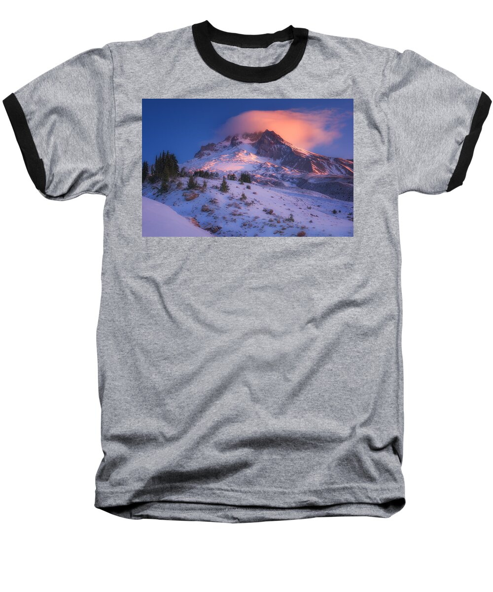 Mount Hood Baseball T-Shirt featuring the photograph Fire Cap by Darren White