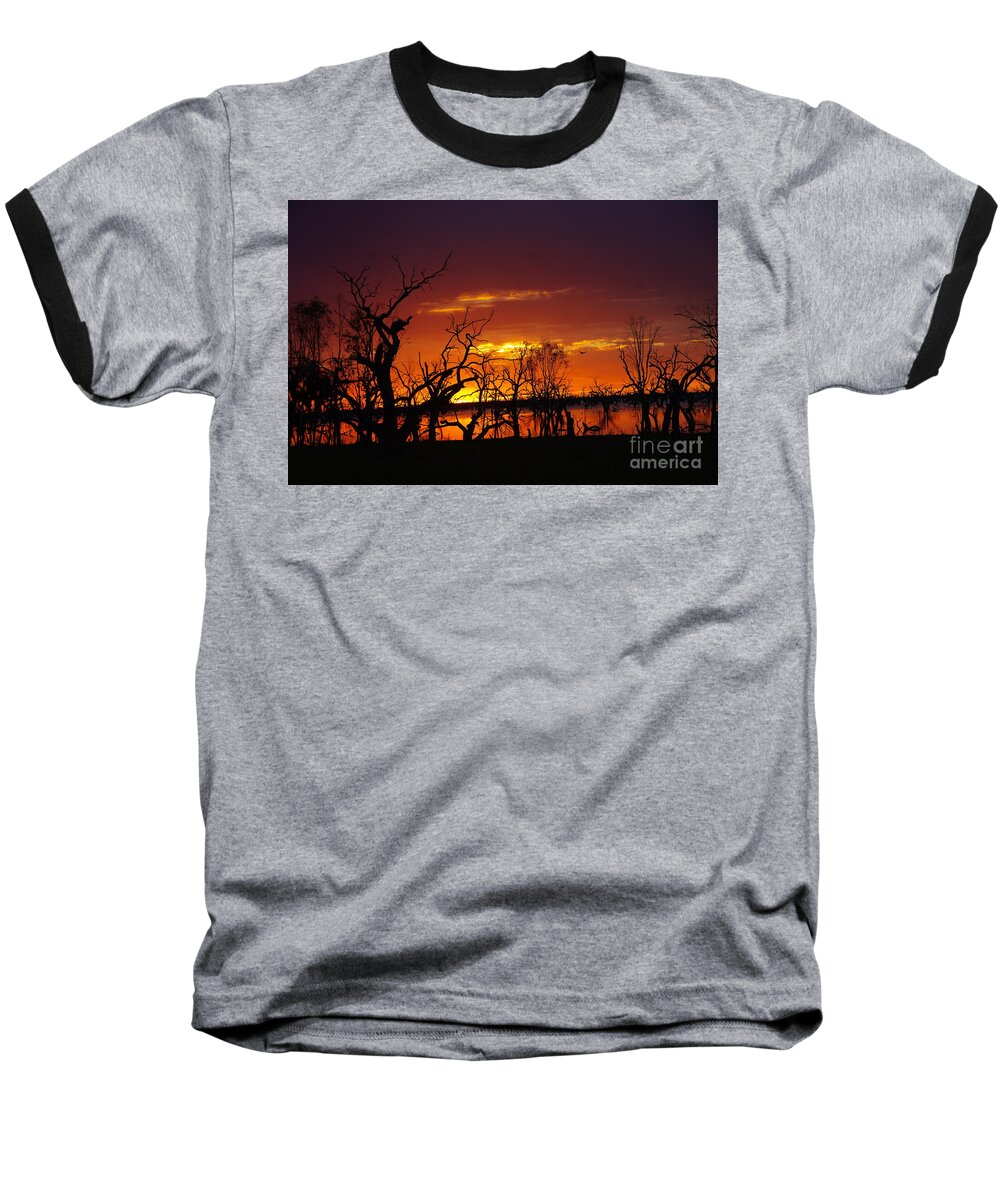Into The Night Baseball T-Shirt featuring the photograph Fire in the Sky by Blair Stuart