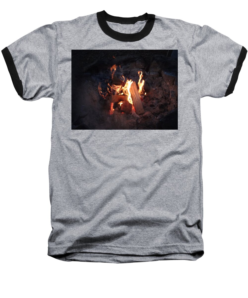 Fireplace Baseball T-Shirt featuring the photograph Fireside seat by Michael Porchik