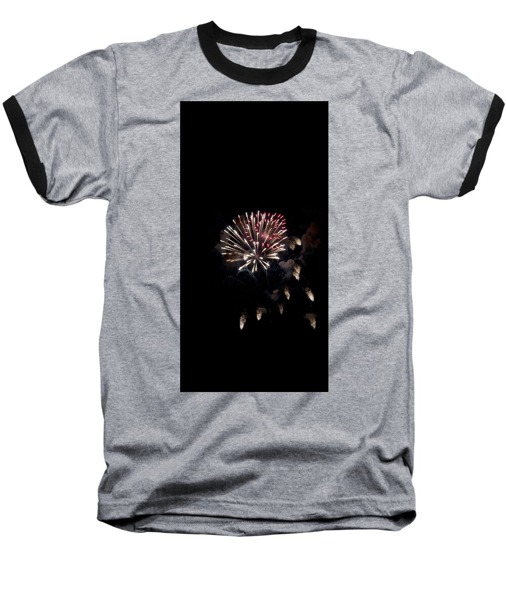 Fireworks Baseball T-Shirt featuring the photograph Fireworks at Night by Edward Hawkins II