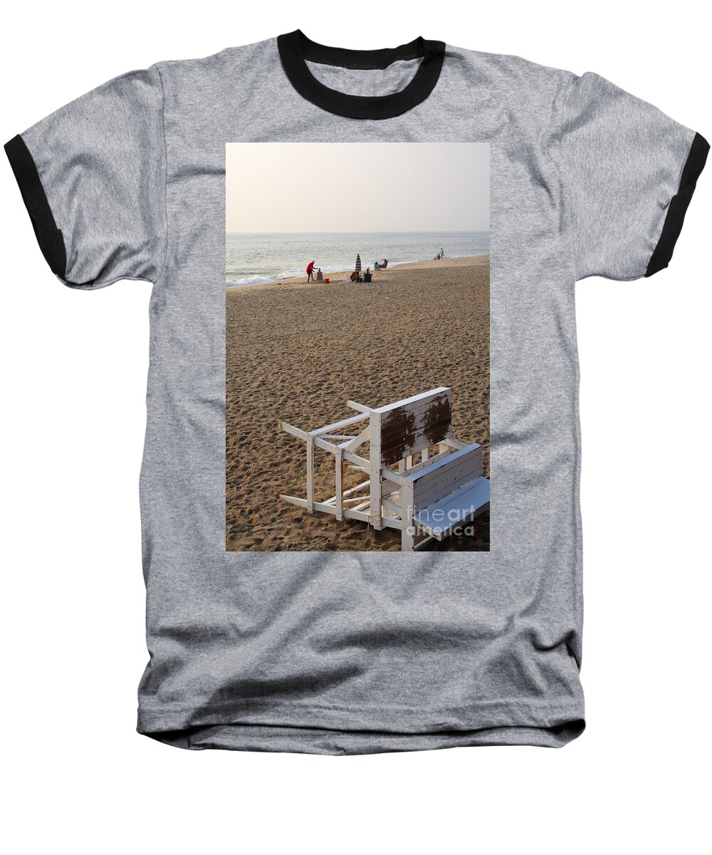 Atlantic Baseball T-Shirt featuring the photograph First on the Beach at Bethany Beach in Delaware by William Kuta