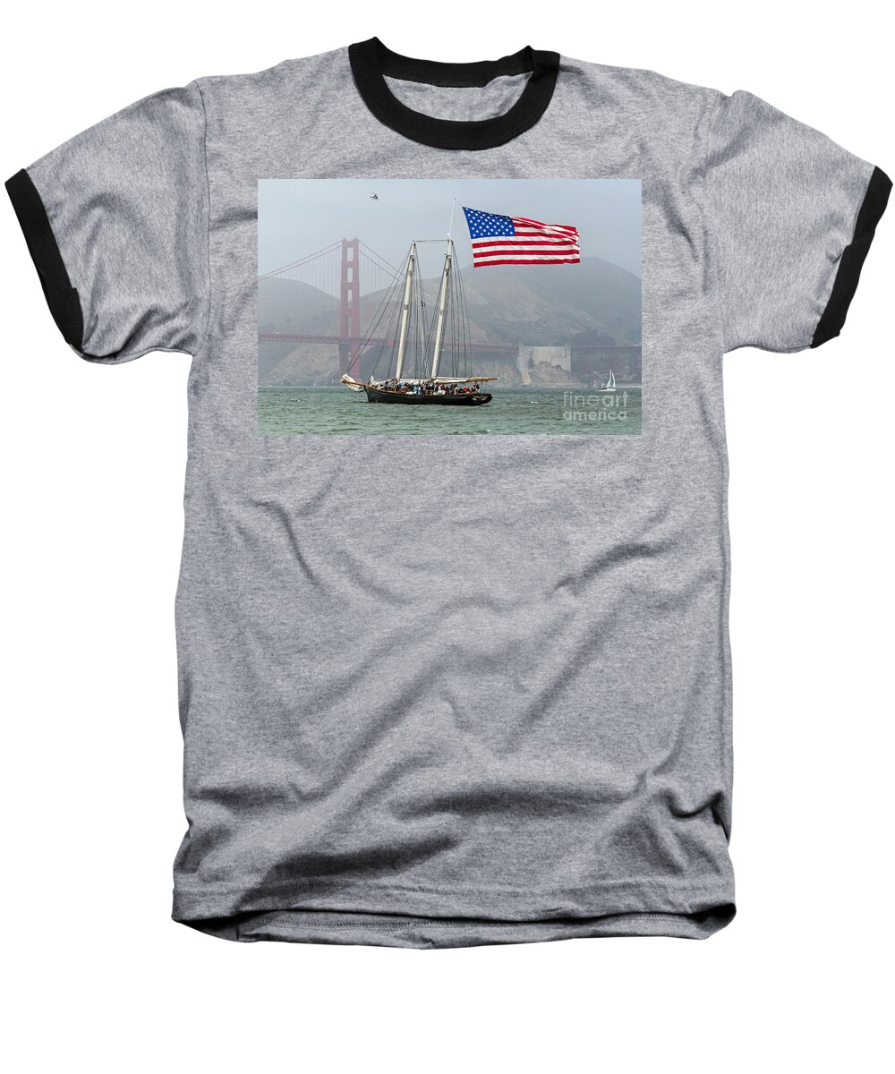America's Cup Baseball T-Shirt featuring the photograph Flag Ship by Kate Brown