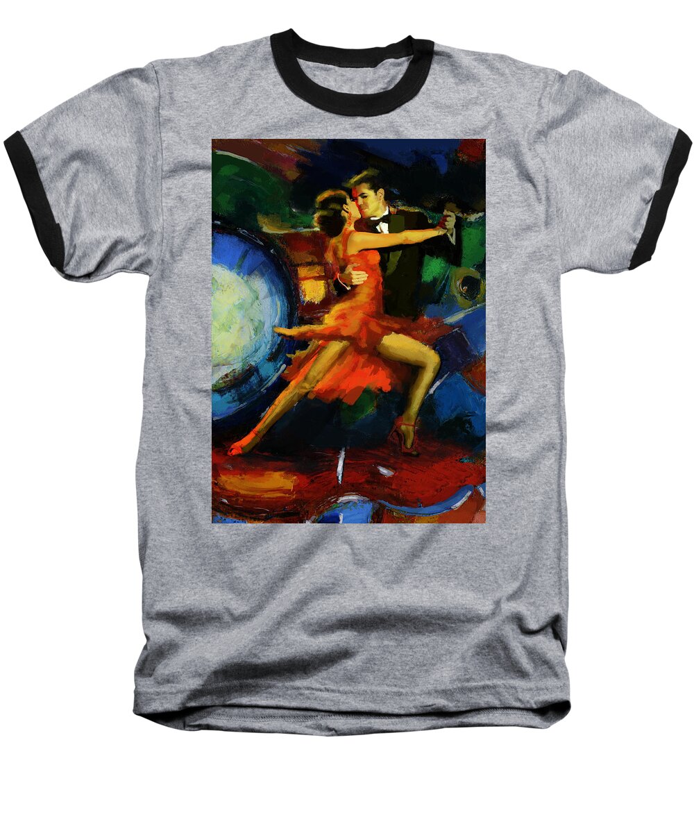 Jazz Baseball T-Shirt featuring the painting Flamenco Dancer 029 by Catf