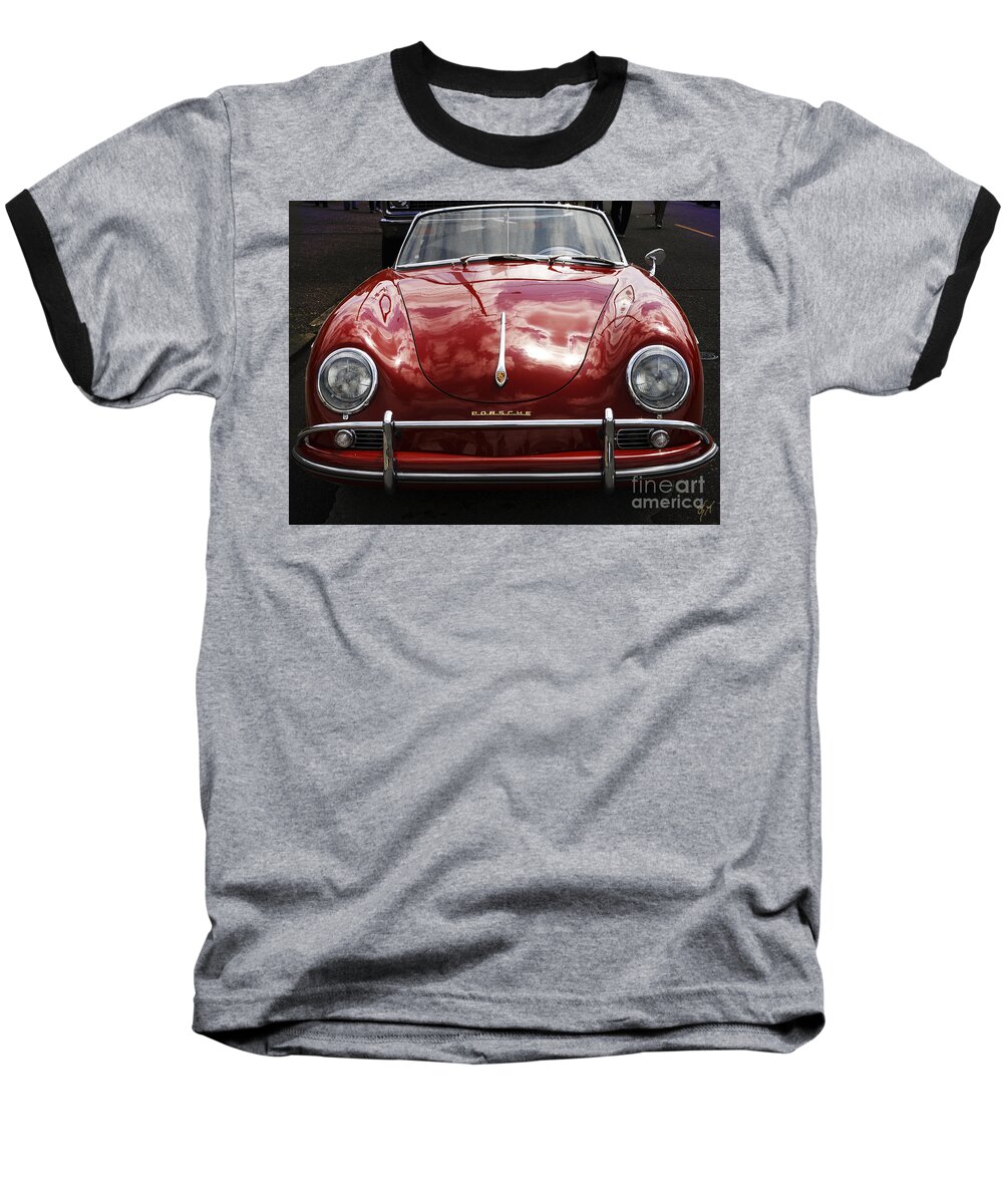 Porsche Baseball T-Shirt featuring the photograph Flaming Red Porsche by Victoria Harrington