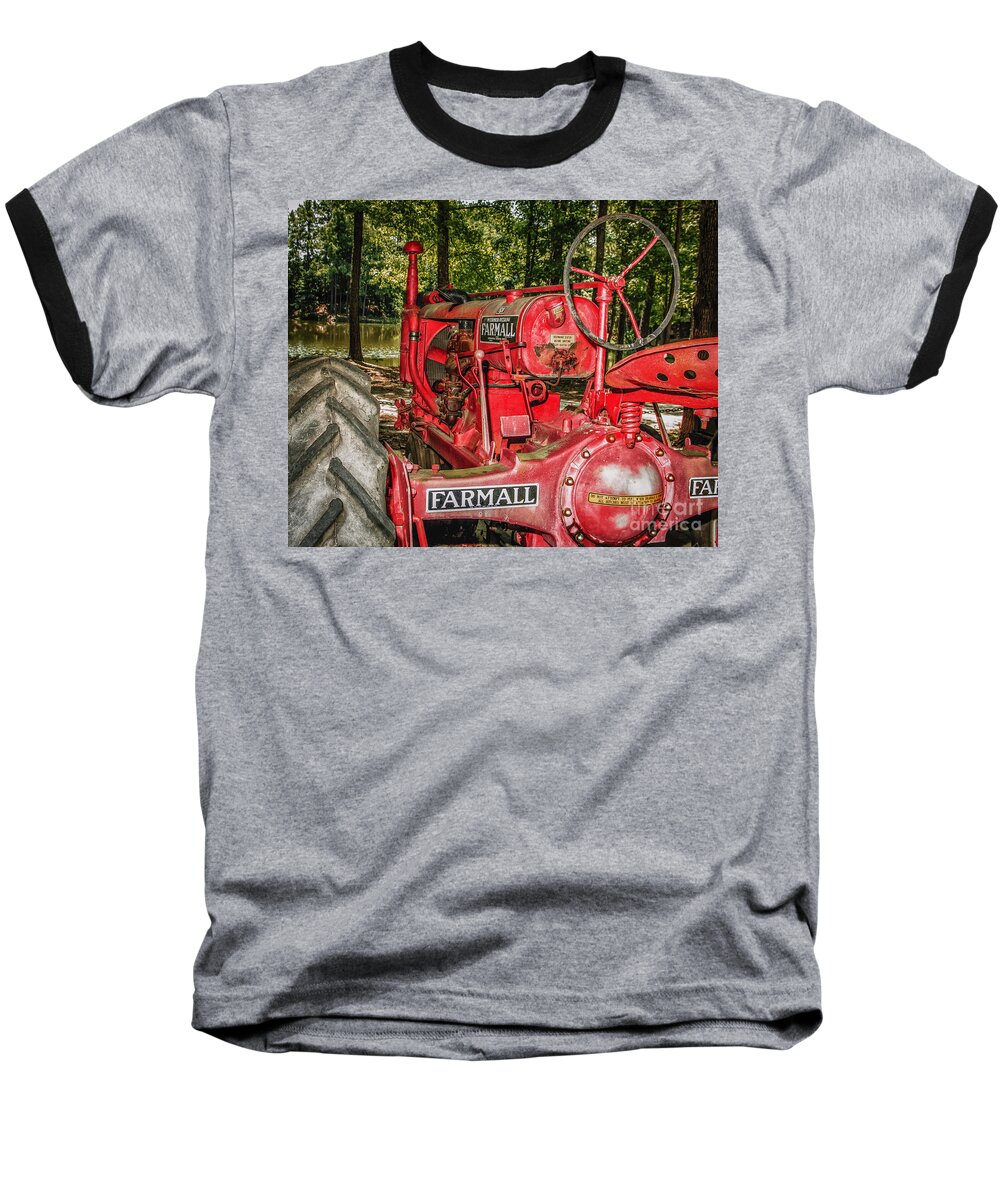 Tractor Baseball T-Shirt featuring the photograph Flash On Farmall by Robert Frederick