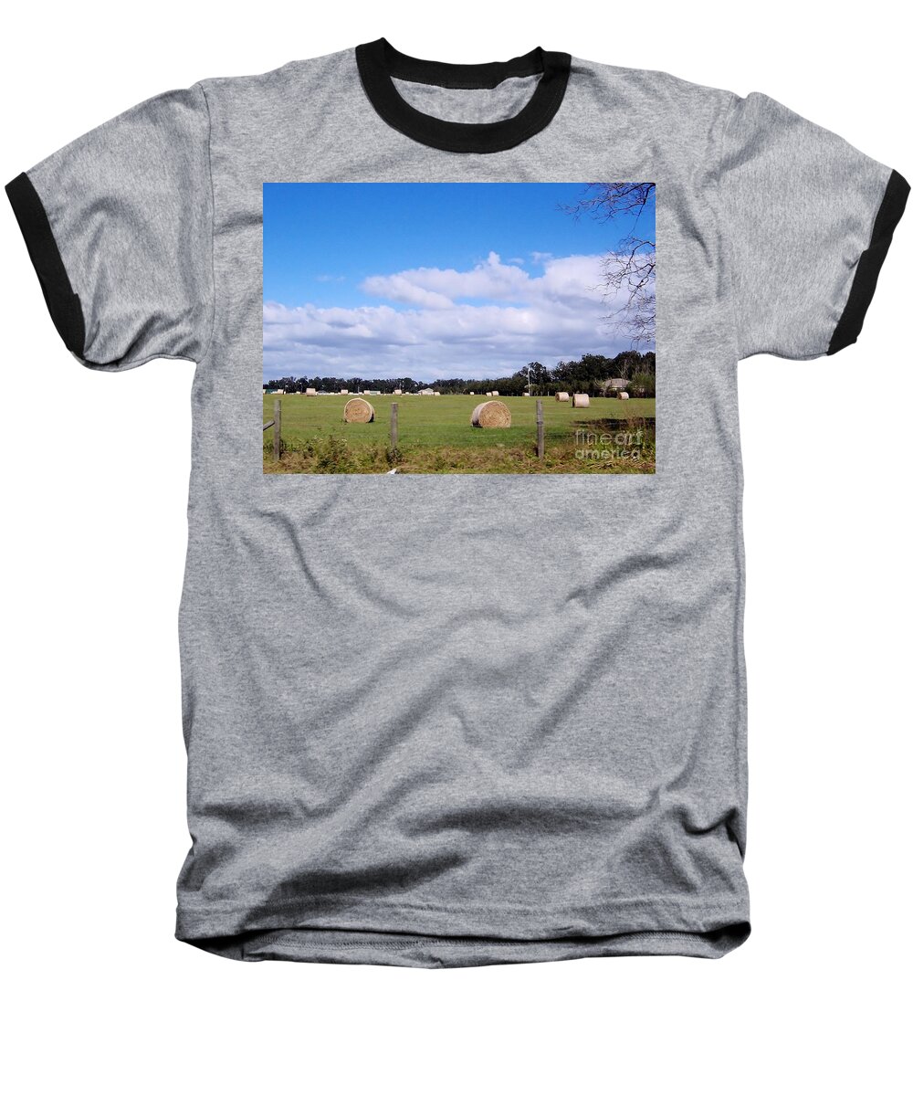 Hay Rolls Baseball T-Shirt featuring the photograph Florida Hay Rolls by D Hackett