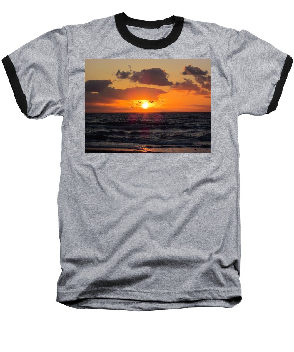 Pelicans Baseball T-Shirt featuring the photograph Florida Sunrise by MTBobbins Photography