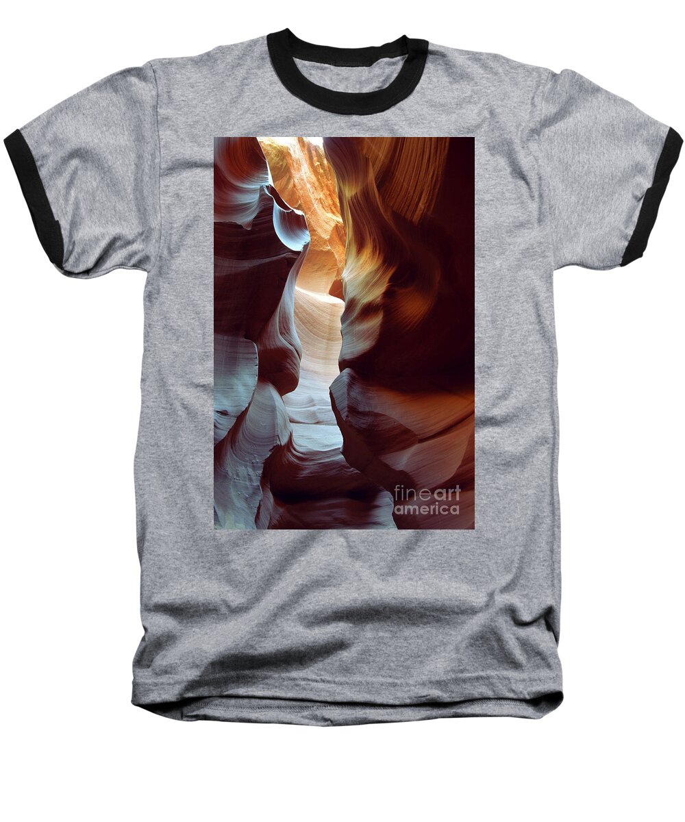 Slot Canyon Baseball T-Shirt featuring the photograph Follow the Light II by Kathy McClure