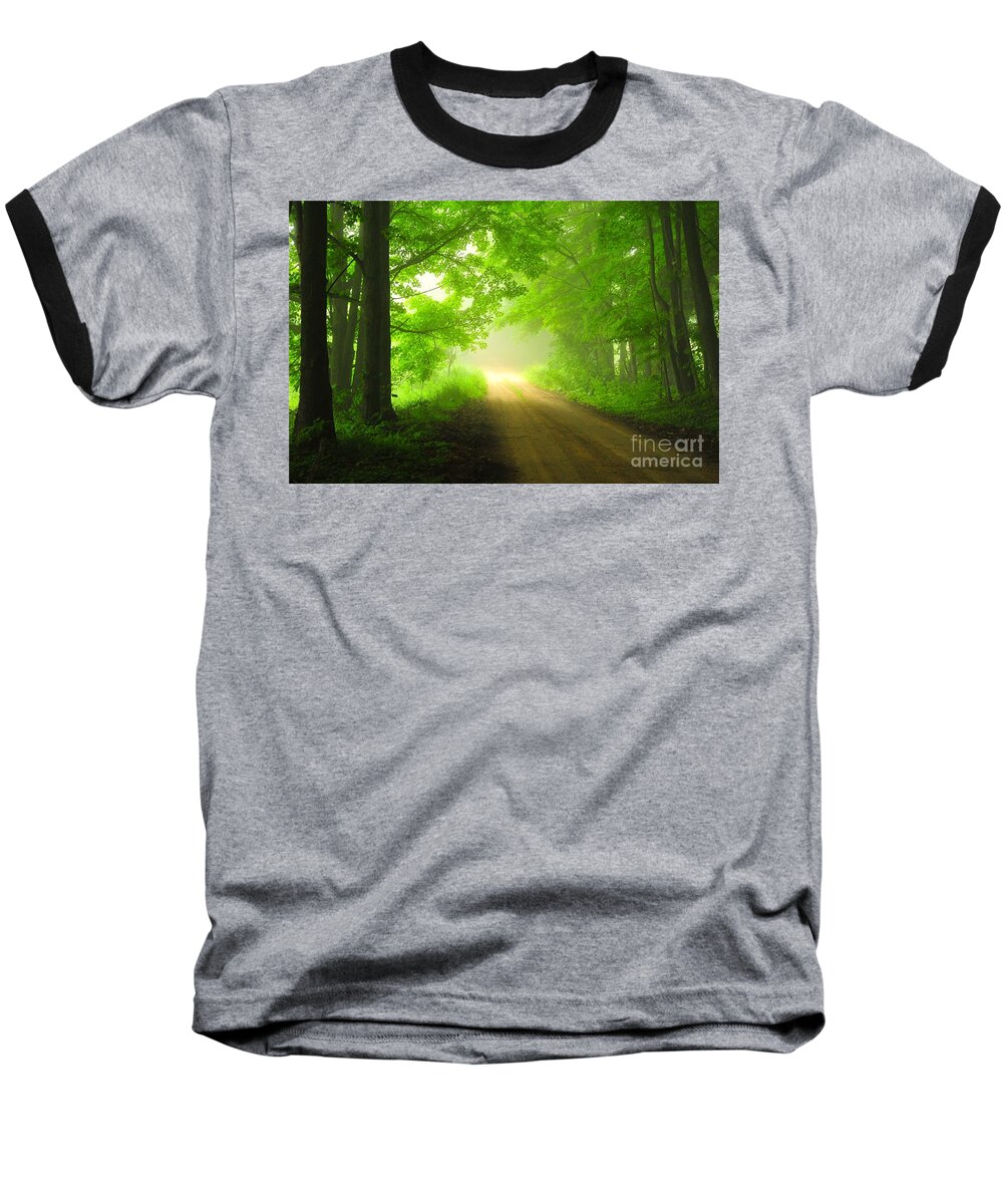 Forest Baseball T-Shirt featuring the photograph Green Forest Dawn by Terri Gostola