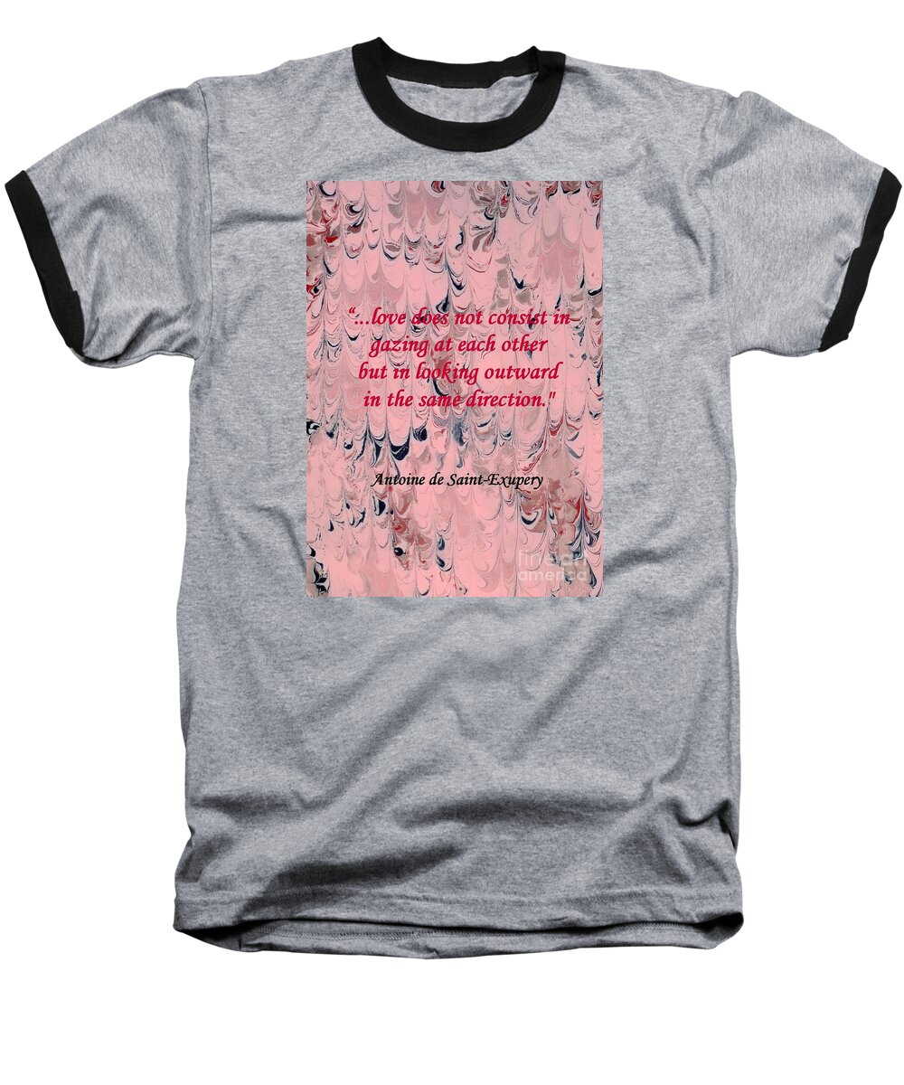 Love Baseball T-Shirt featuring the mixed media Forward Looking Love by Barbie Corbett-Newmin