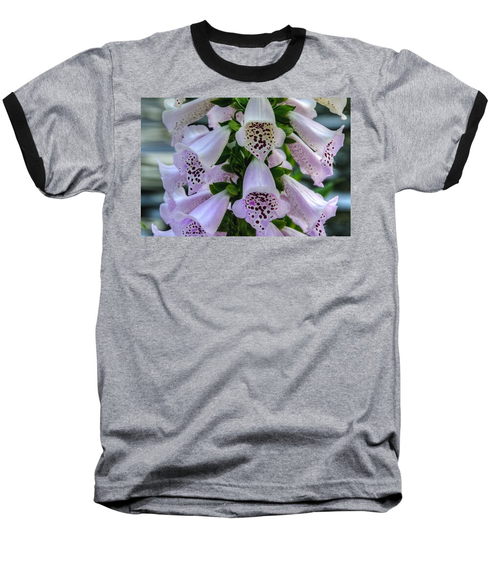 Beautiful Baseball T-Shirt featuring the photograph Foxglove at Waters Edge by Penny Lisowski