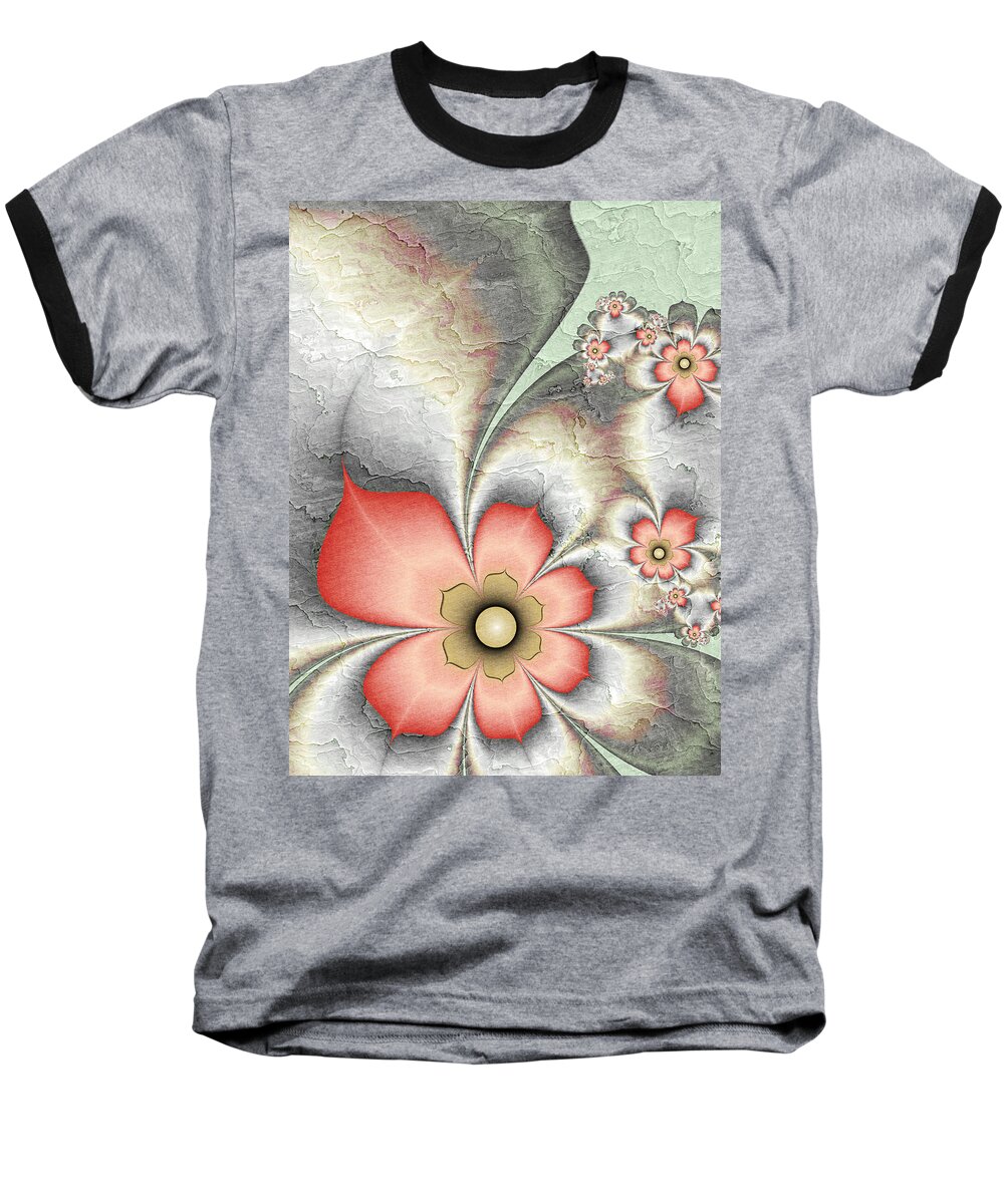 Fractal Baseball T-Shirt featuring the digital art Fractal Nostalgic Flowers 3 by Gabiw Art