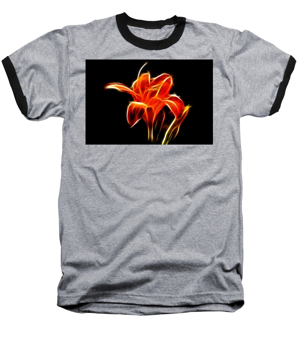 Flowers Baseball T-Shirt featuring the Fractaled Lily by Bill Barber