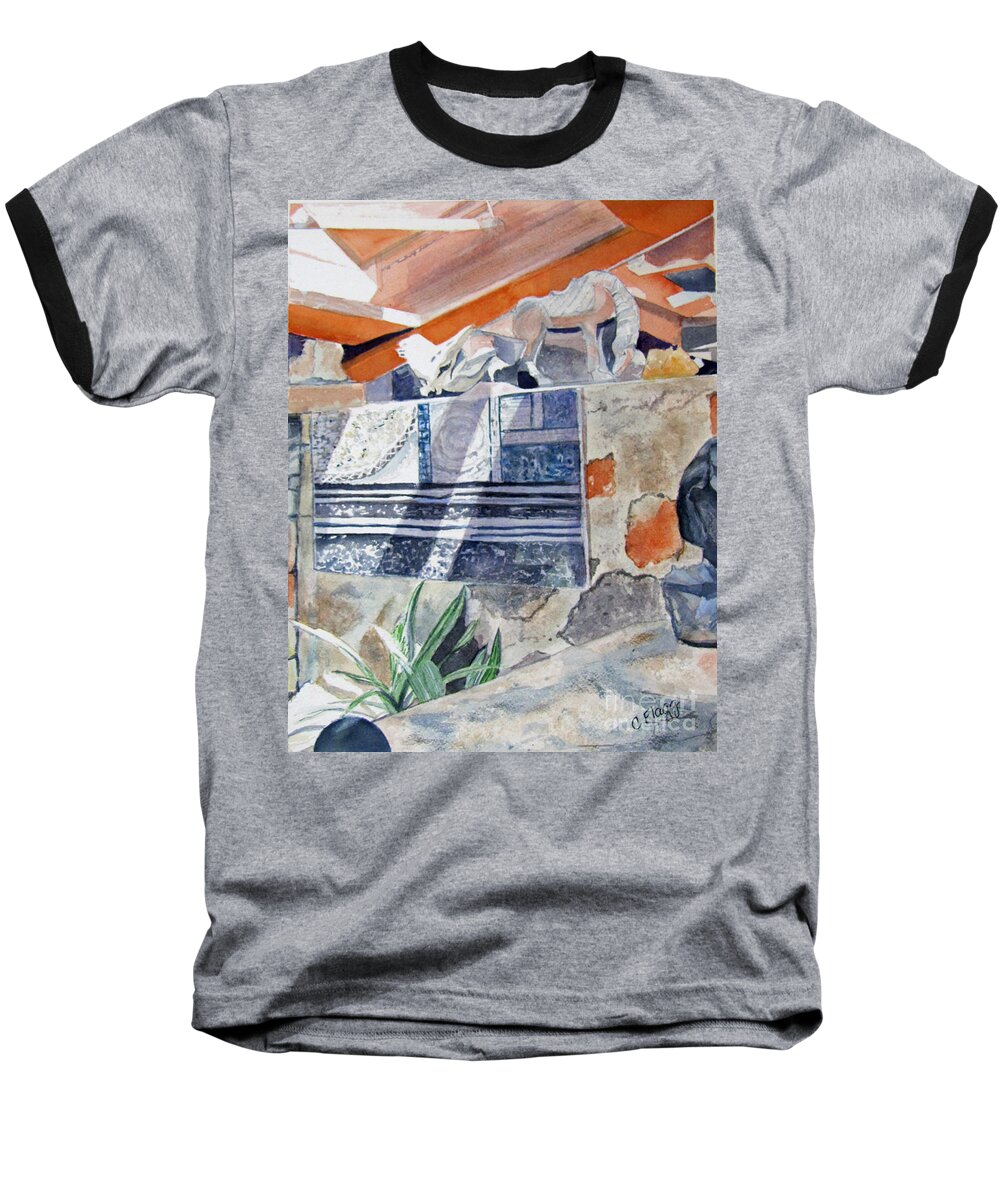 Arizona Baseball T-Shirt featuring the painting Frank Lloyd Wright Taliesin West 2 by Carol Flagg
