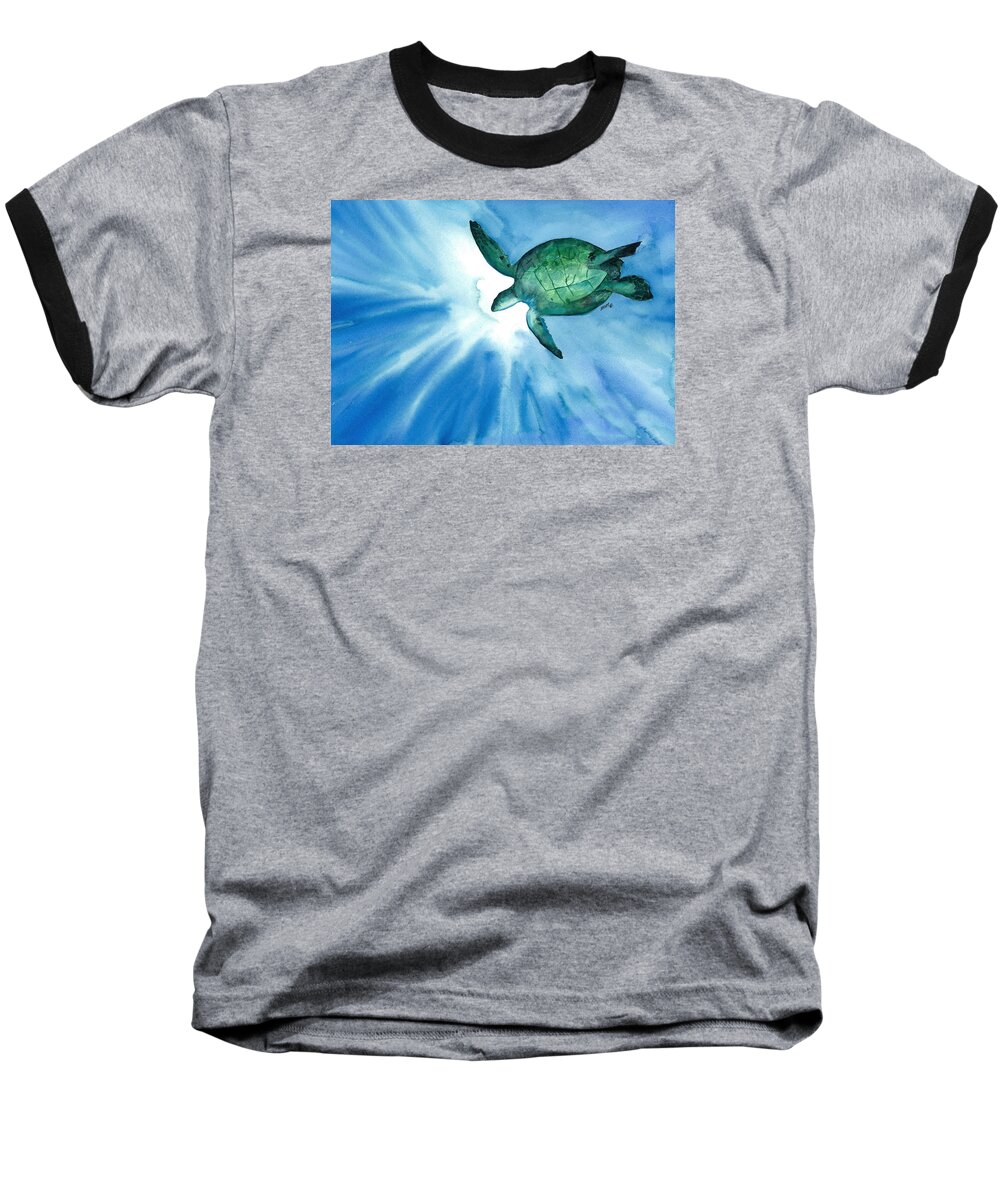 Sea Turtle Baseball T-Shirt featuring the painting Sea Tutrle 2 by Michal Madison