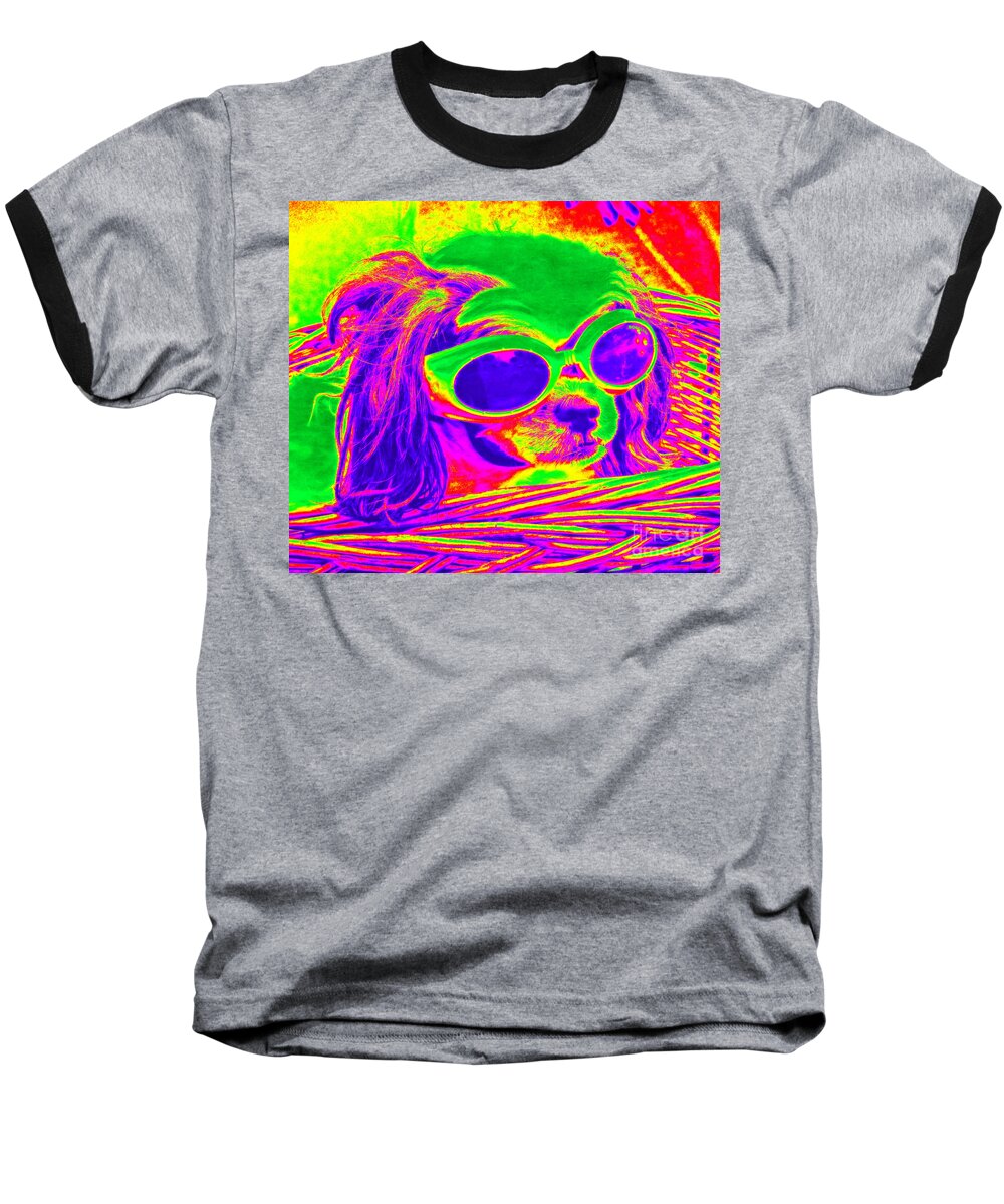 Pop Art Baseball T-Shirt featuring the photograph Front Seat Driver Pop Art - Puppy Mania by Ella Kaye Dickey