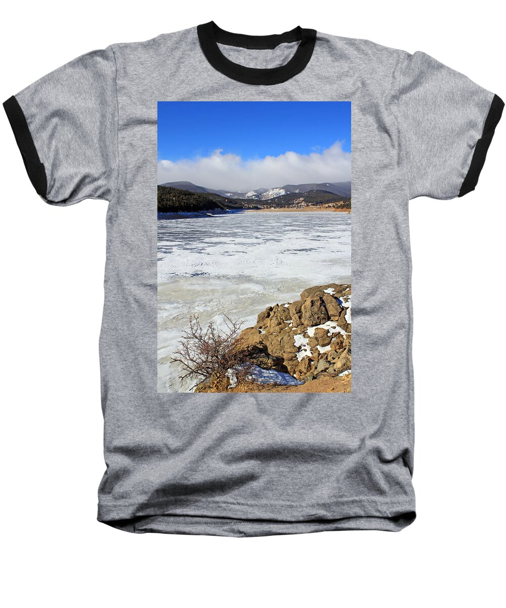 Landscape Baseball T-Shirt featuring the photograph Frozen Lake by Jennifer Robin