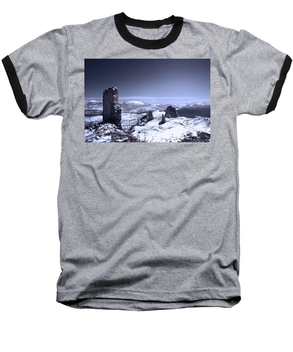 Rocca Calascio Baseball T-Shirt featuring the photograph Frozen Landscape by AM FineArtPrints