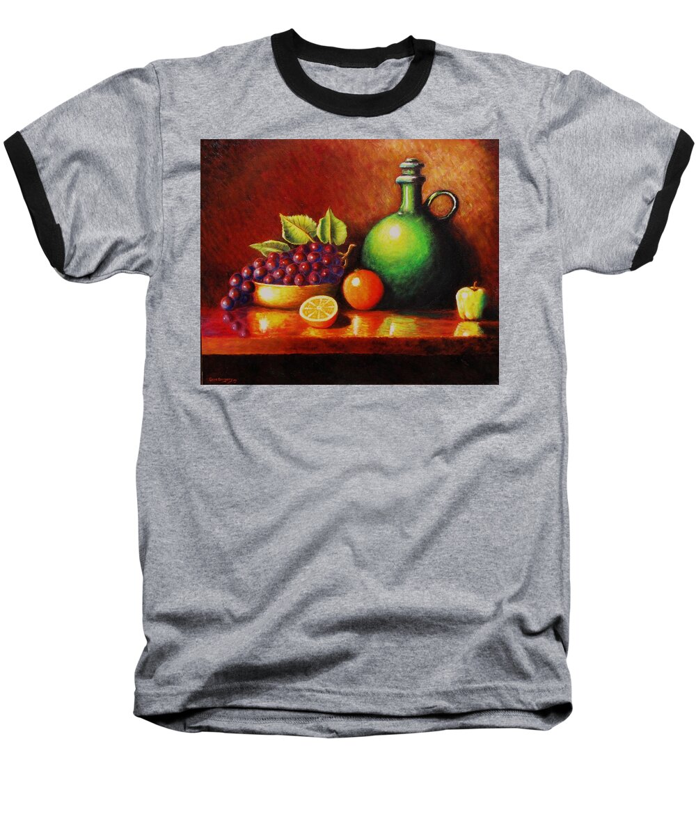 Still Life... Jug Baseball T-Shirt featuring the painting Fruit and jug by Gene Gregory