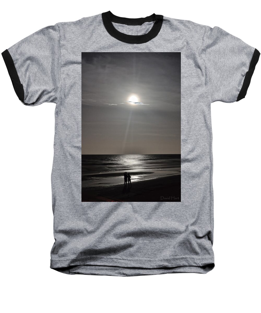 Full Baseball T-Shirt featuring the photograph Full Moon over Daytona Beach by David Hart