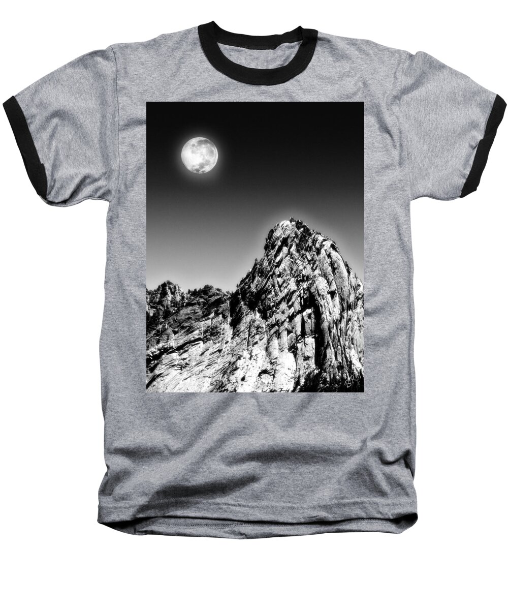 Mountain Baseball T-Shirt featuring the photograph Full Moon Over The Suicide Rock by Ben and Raisa Gertsberg