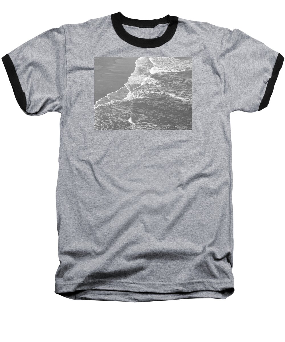 Coast Baseball T-Shirt featuring the photograph Galveston Tide in Grayscale by Connie Fox