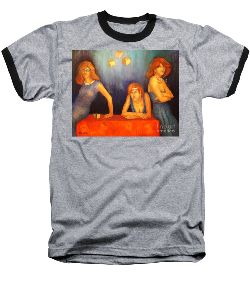 Lady Painting Baseball T-Shirt featuring the painting Game Table by Dagmar Helbig