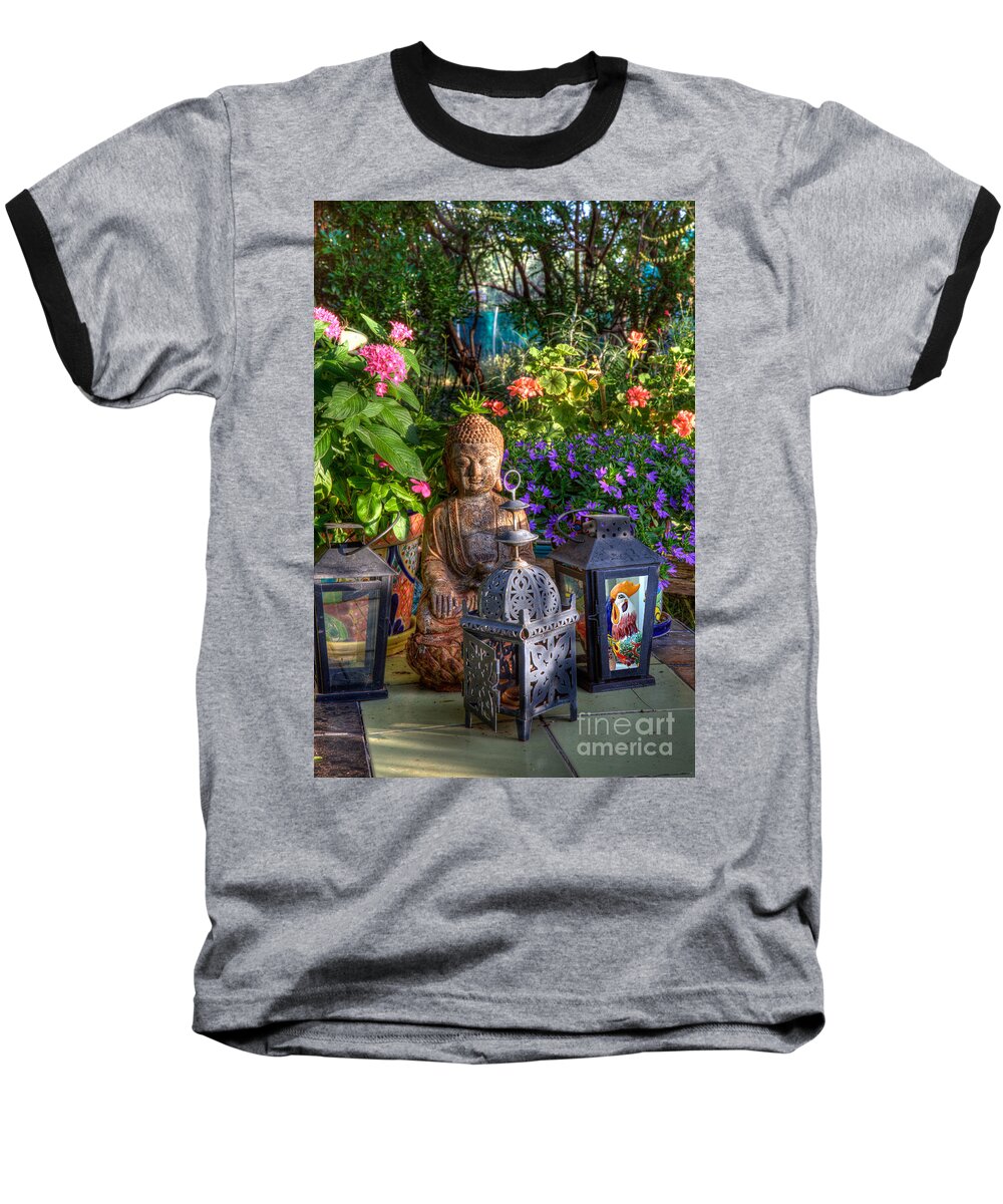 The Mind Can Go In A Thousand Directions Baseball T-Shirt featuring the photograph Garden Meditation by Charlene Mitchell