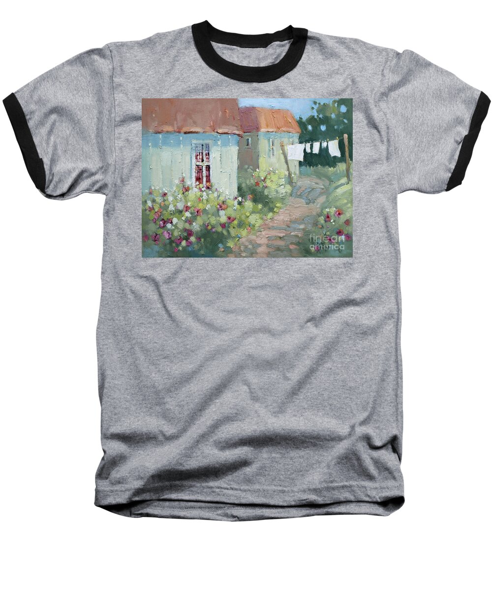 Cottages Baseball T-Shirt featuring the painting Garden Path by Joyce Hicks