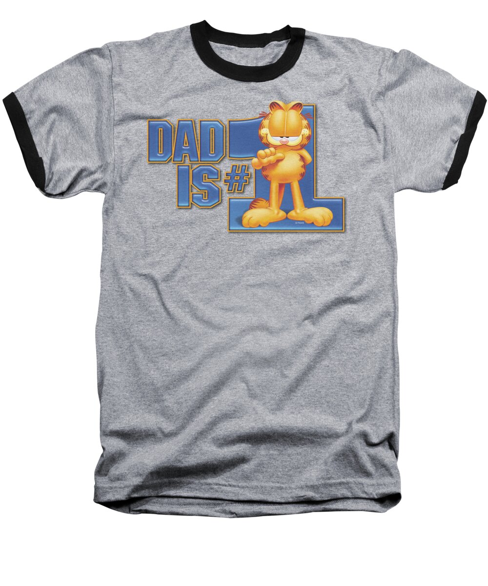Garfield Baseball T-Shirt featuring the digital art Garfield - Dad Is Number One by Brand A