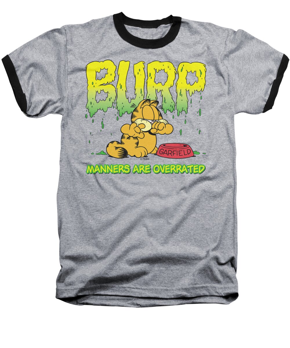 Garfield Baseball T-Shirt featuring the digital art Garfield - Manners by Brand A