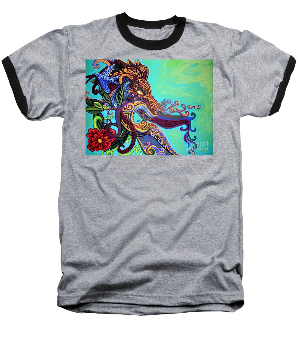 Lion Baseball T-Shirt featuring the painting Gargoyle Lion 3 by Genevieve Esson