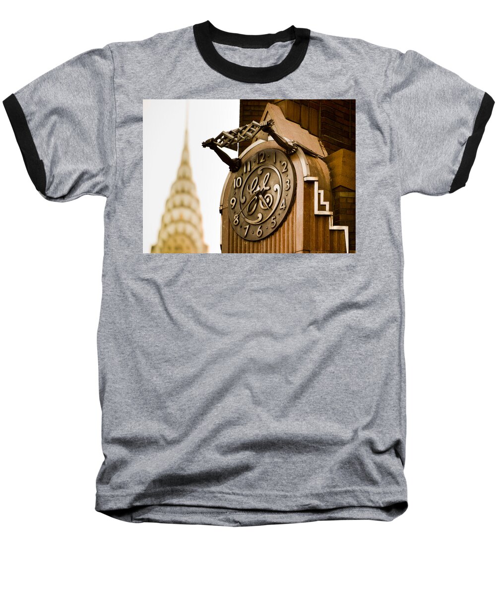 Clock Baseball T-Shirt featuring the photograph General Electric Building 2 by David Smith