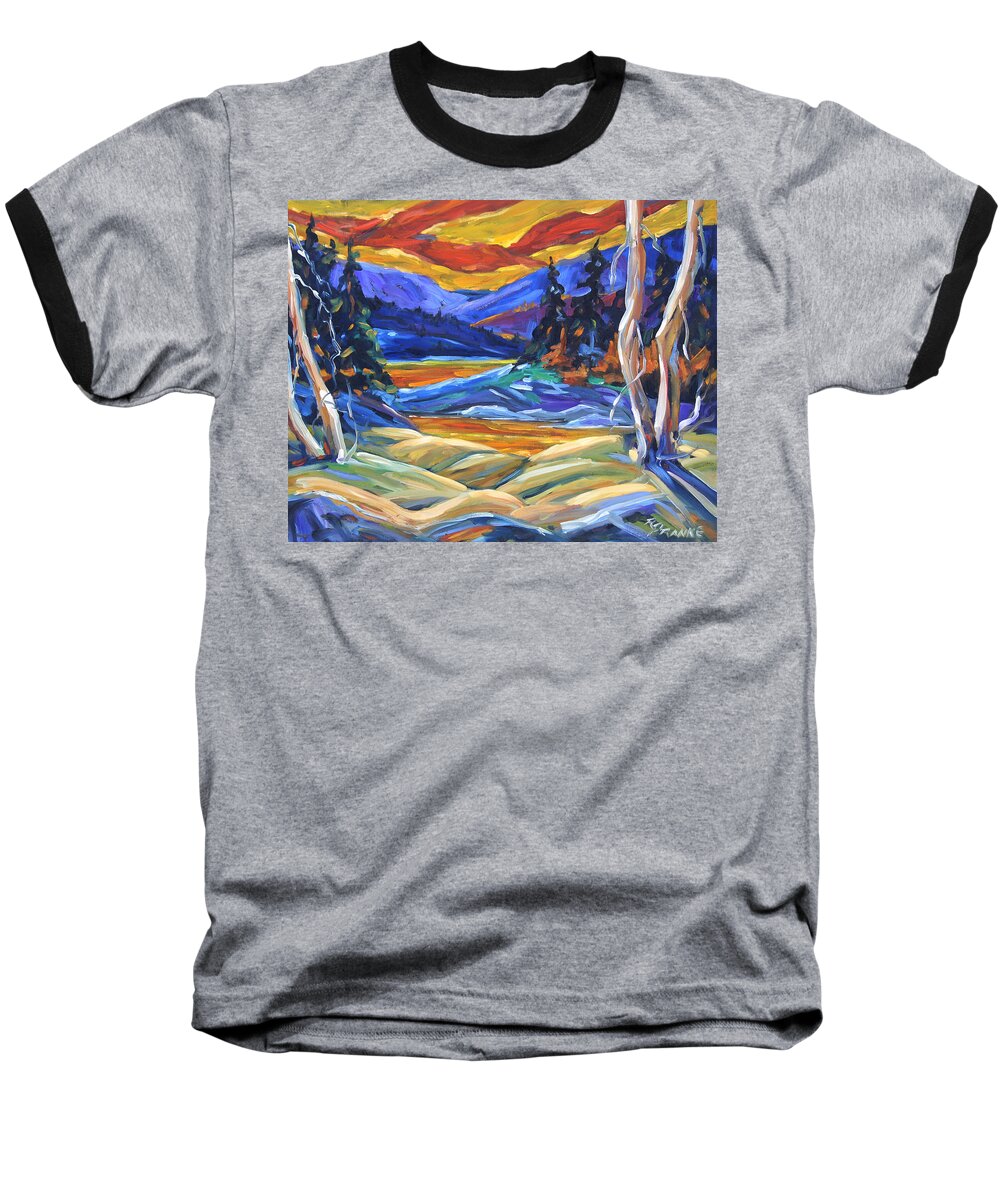 Canadian Landscape Created By Richard T Pranke Baseball T-Shirt featuring the painting Geo Landscape II by Prankearts by Richard T Pranke
