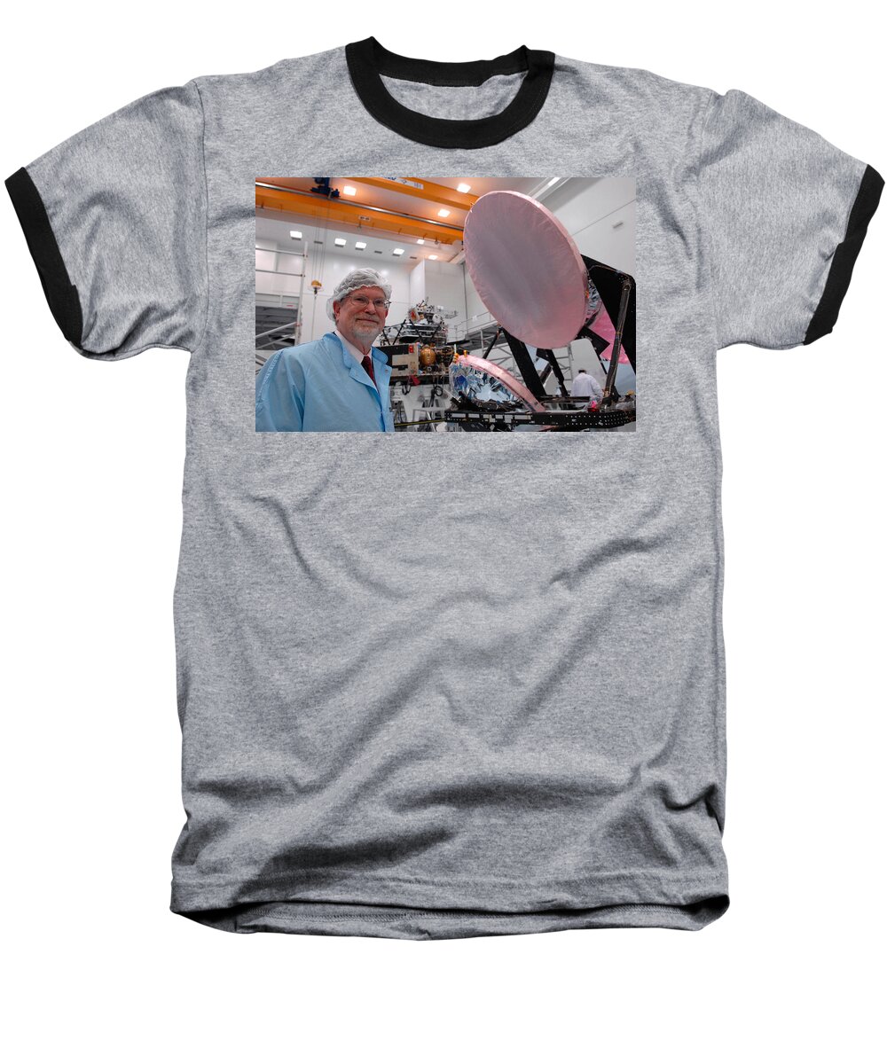Science Baseball T-Shirt featuring the photograph George F. Smoot With Planck Obs. Mirrors by Science Source
