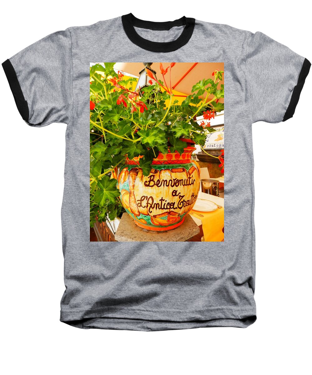 Geranium Baseball T-Shirt featuring the photograph Geranium Planter by Pema Hou