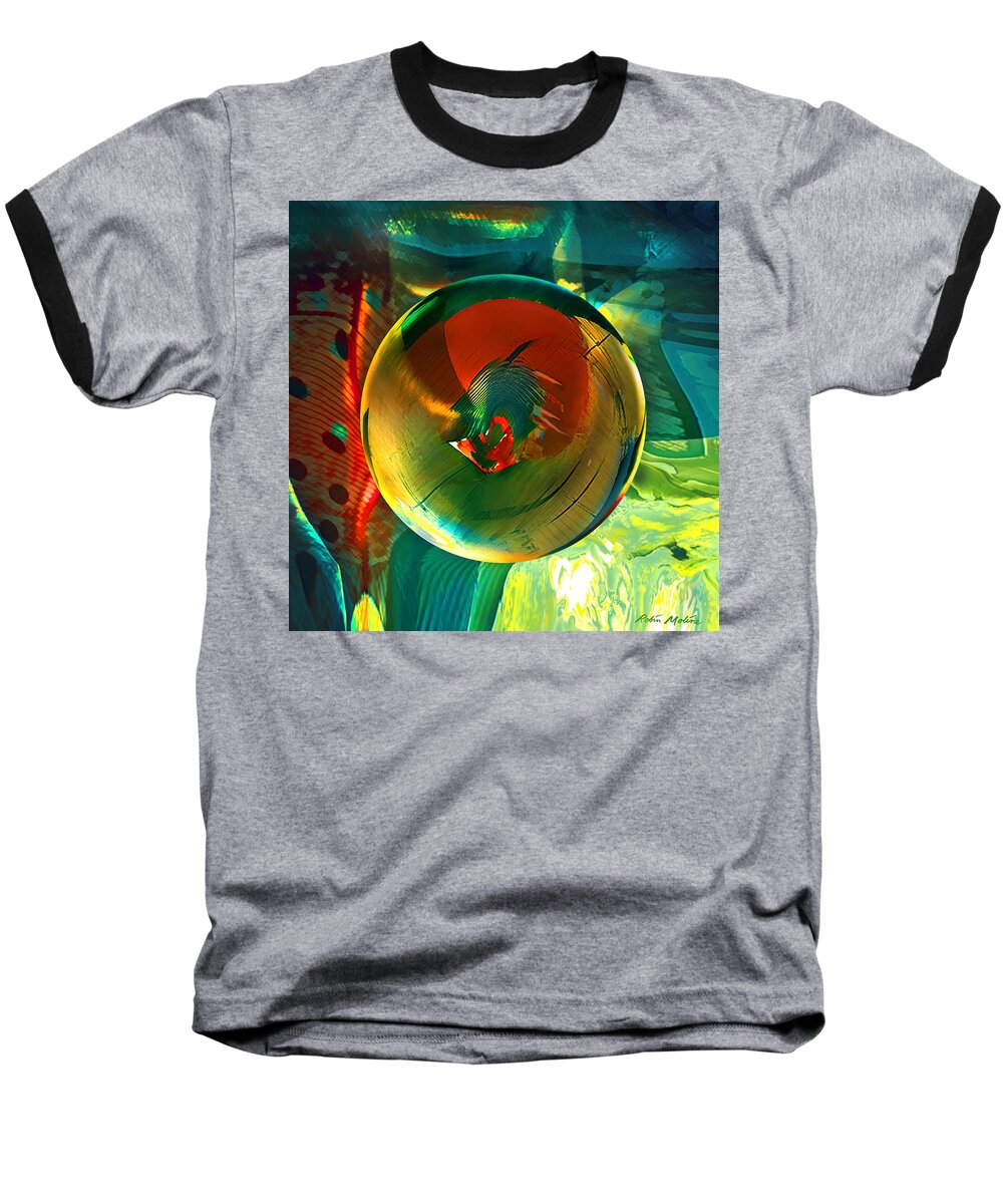  Art Globe Baseball T-Shirt featuring the painting Geronimo by Robin Moline