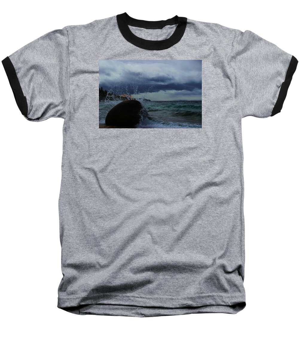 Lake Tahoe Baseball T-Shirt featuring the photograph Get Splashed by Sean Sarsfield