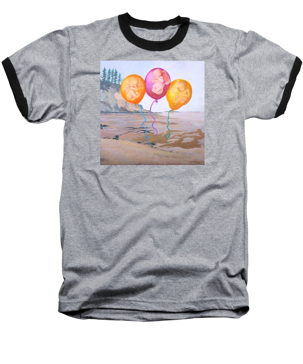 Balloons Baseball T-Shirt featuring the painting Gifts by Susan McNally