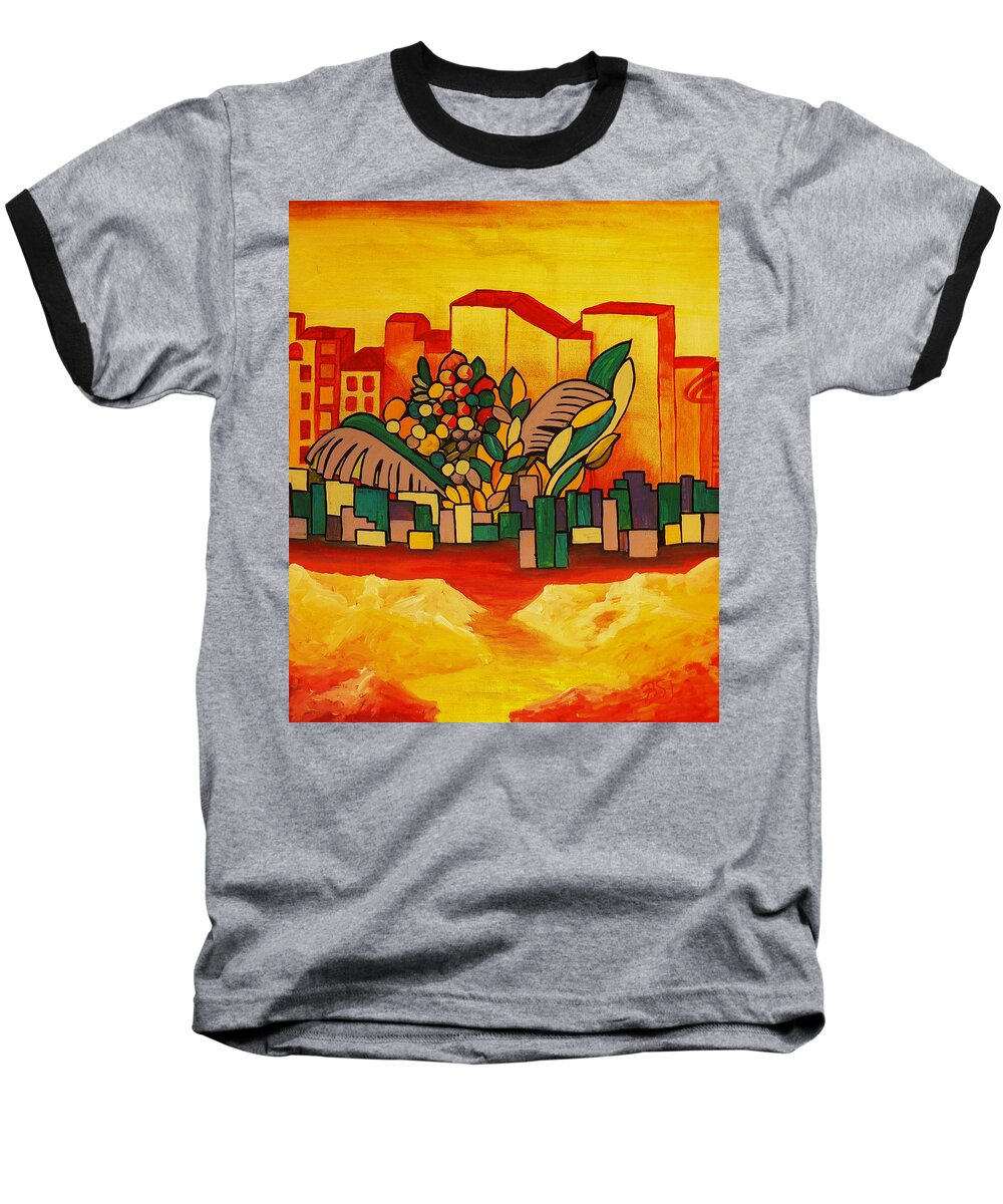 Global Warning Baseball T-Shirt featuring the painting Global Warning by Barbara St Jean