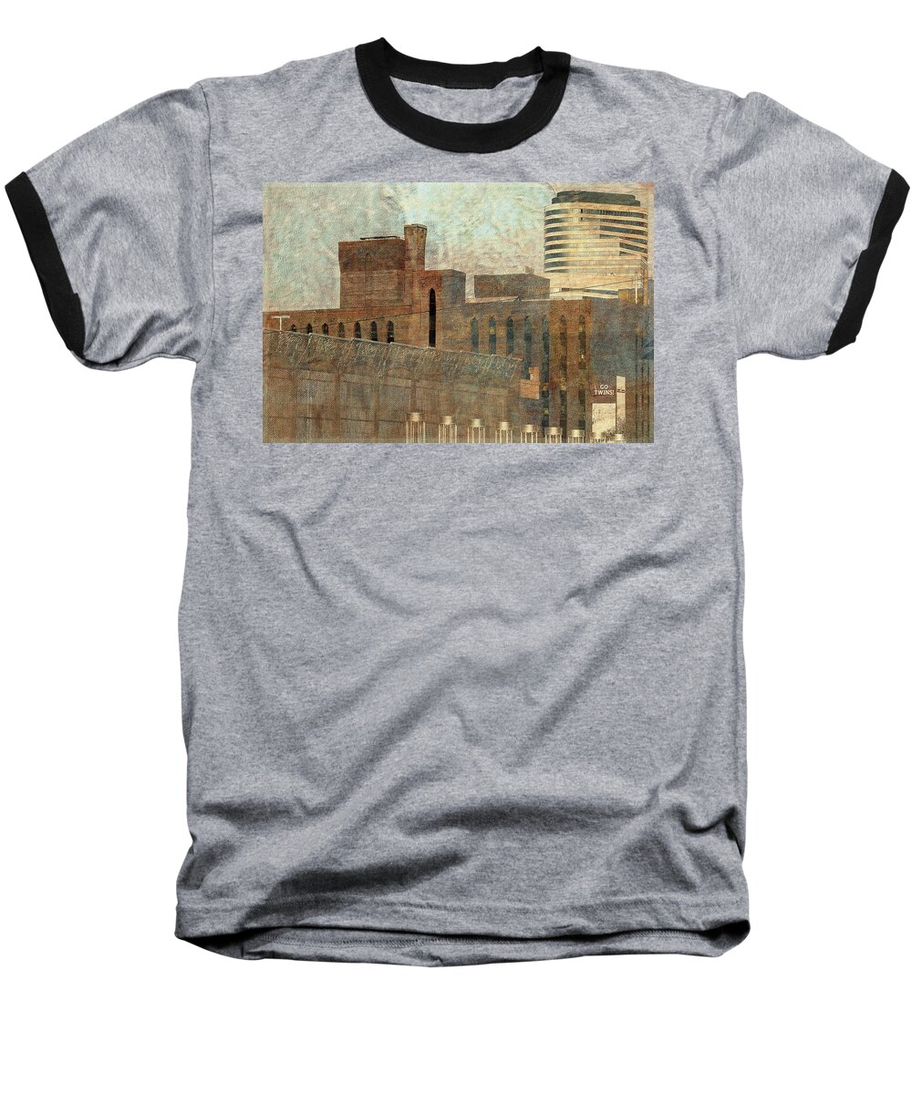 Target Center Baseball T-Shirt featuring the digital art Go Minnesota Twins by Susan Stone