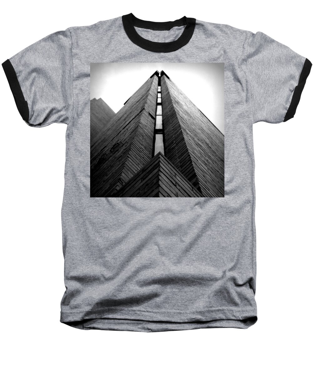 Skompski Baseball T-Shirt featuring the photograph Goddard Stair Tower - Black and White by Joseph Skompski