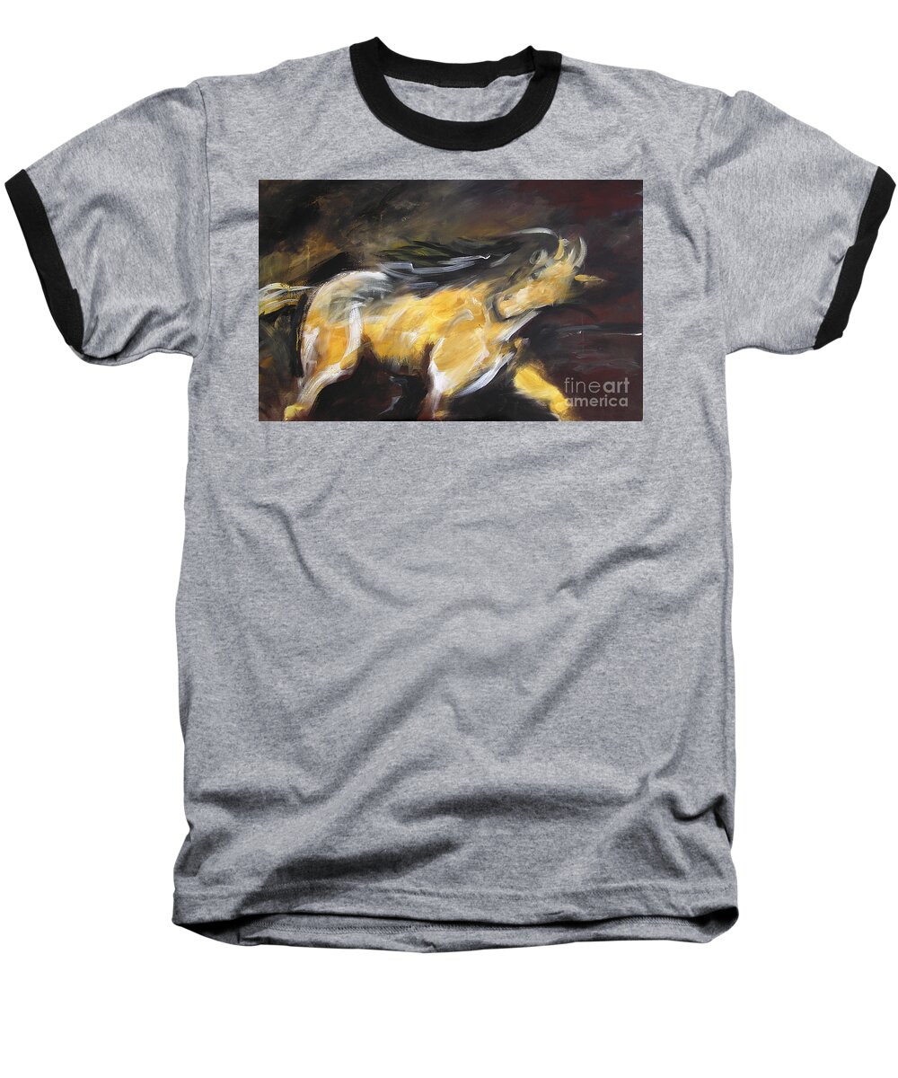 Horse Painting Baseball T-Shirt featuring the painting Gold Rush by Valerie Freeman