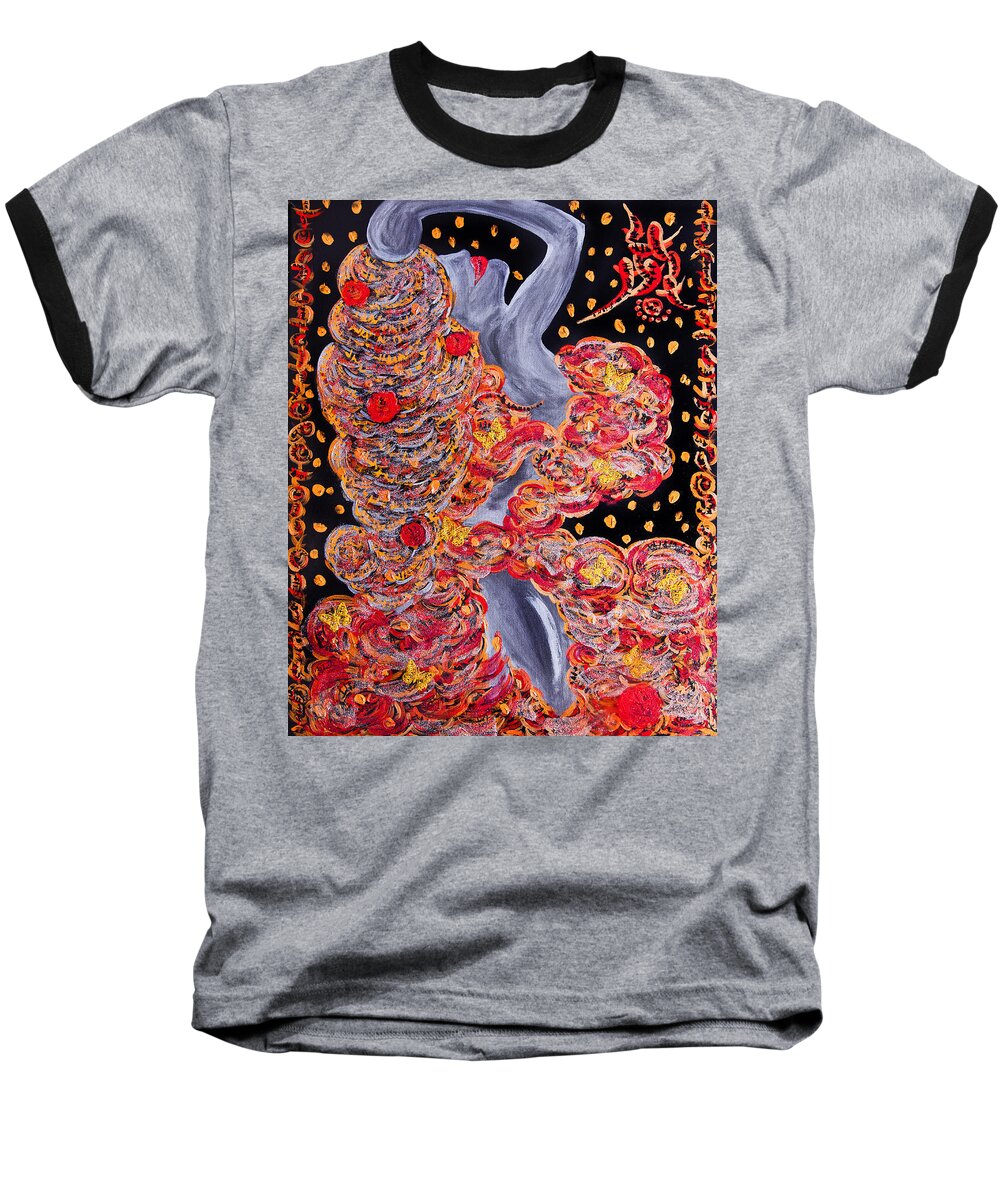 Woman Baseball T-Shirt featuring the painting Golden Freedom by Alex Art