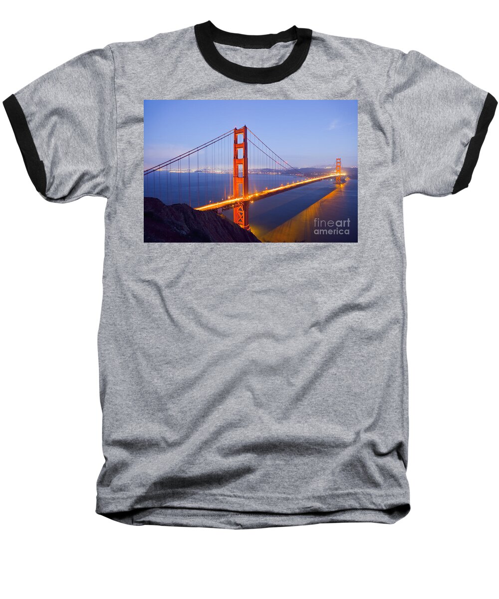 Golden Gate Bridge Baseball T-Shirt featuring the photograph Golden Gate Bridge at Dusk by Bryan Mullennix